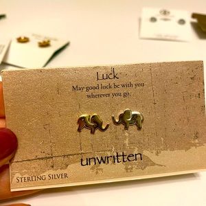 Unwritten sterling silver elephant earrings